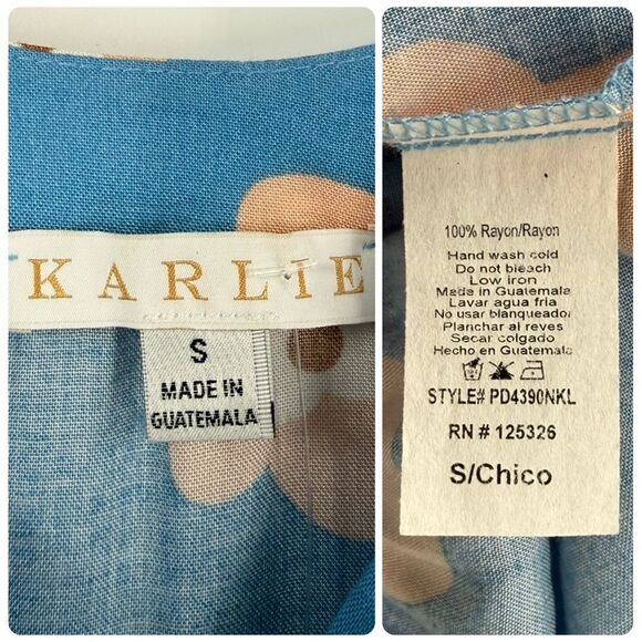 Karlie Tiered Floral Midi Dress in Blue | Small - Picture 9 of 10